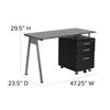 Flash Furniture Computer Desk, 23-1/2" D, 47-1/4" W, 29-1/2" H, Black, Iron, Table Top: Glass NAN-WK-021A-GG