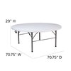 Flash Furniture Round Folding Table, 70.75" W, 70.75" L, 29" H, Plastic Top, White RB-183RFH-GG