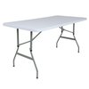 Flash Furniture Rectangle Folding Table, 29" W, 59.25" L, 34" H, Plastic Top, White RB-3050ADJ-GG