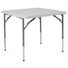 Flash Furniture Square Folding Table, Plastc, 34'' Sqr, Adj, Wht, 33.5" W, 33.5" L, 29" H, Plastic Top, White RB-3434ADJ-GG