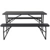 Flash Furniture Insta-Fold Charcoal Wood Grain Folding Picnic Table and Benches - 4.5 Foot Folding Table RB-EBB-1470FD-GG