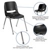 Flash Furniture Stack Chair, Chrome Frame, Black, 14" RUT-14-BK-CHR-GG