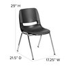 Flash Furniture Stack Chair, Chrome Frame, Black, 16" RUT-16-BK-CHR-GG