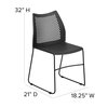Flash Furniture Sled Stack Chair, Plstc, Prforatd Back, Blk RUT-498A-BLACK-GG