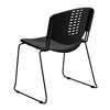 Flash Furniture Stack Chair, Plastic, Black w/Black Frame RUT-NF02-BK-GG