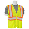 Erb Safety Vest, Hi-Viz, Lime, Contrasting Trim, 2XL 14608