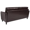 Flash Furniture Upholstered Sofa, 30-1/2"L35"H, Rounded, LeatherSeat, ContemporarySeries SL-SF919-3-BRN-GG