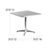 Flash Furniture Square Table, Square, Aluminum, 31.5", 31.5 W, 31.5 L, 27.5 H, Aluminum, Plastic, Stainless Steel Top TLH-053-3-GG
