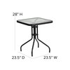 Flash Furniture 23.5" Square Glass Metal Table w/ 2 Metal Chairs TLH-0731SQ-017CBK2-GG