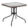 Flash Furniture Square Glass Table, Brown Rattan Edging, Sqr, 28", 28 W X 28 L X 28 H, Clear TLH-073R-DK-BN-GG