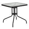 Flash Furniture Square Table Set, 28 W, 28 L, 28 H, Aluminum, Glass, Metal, Plastic, Rattan Top, Clear TLH-073SQ-037BK4-GG