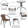 Flash Furniture Round Table Set, 28.75 W X 28.75 L X 28 H, Aluminum, Glass, Metal, Plastic, Rattan, Clear TLH-087RD-037BN2-GG