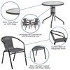 Flash Furniture Round Table Set, 28.75 W X 28.75 L X 28 H, Aluminum, Glass, Metal, Plastic, Rattan, Clear TLH-087RD-037GY4-GG