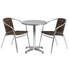 Flash Furniture Round Table Set, 23.5 W X 23.5 L X 27.5 H, Aluminum, Plastic, Rattan, Stainless Steel, Grey TLH-ALUM-24RD-020CHR2-GG