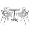 Flash Furniture Round Table Set, 27.5 W X 27.5 L X 27.5 H, Aluminum, Plastic, Stainless Steel, Grey TLH-ALUM-28RD-017BCHR4-GG