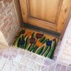 Rubber-Cal "Tulip Garden" Decorative Coir Outdoor Front Doormat, 18 x 30-Inch 10-102-006