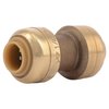 Sharkbite Coupling, 1/4 in Tube Size, Brass, Brass U004LF