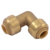 Sharkbite Push-to-Connect Elbow, 1/4 in Tube Size, Brass, Brass U244LF