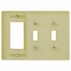 Hubbell Wiring Device-Kellems Toggle Switch/Decorator Wall Plates, Number of Gangs: 3 Nylon, Smooth Finish, Ivory NPJ226I