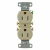 Hubbell Receptacle, 15 A Amps, 125V AC, Flush Mount, Standard Duplex Outlet, 5-15R, Ivory RR15SITR