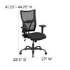 Flash Furniture Contemporary Chair, Plastic, 17-1/2" to 20-3/4" Height, Adjustable Arms, Black WL-5029SYG-A-GG