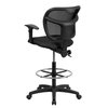 Flash Furniture Drafting Chair, Mesh, 24-1/4" to 29-1/4" Height, Adjustable Arms, Black WL-A7671SYG-BK-AD-GG
