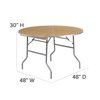 Flash Furniture Round Folding Table, 48" W, 48" L, 30" H, Wood Top, Wood Grain XA-48-BIRCH-M-GG