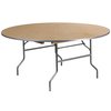 Flash Furniture Round Folding Table, 66" W, 66" L, 30" H, Wood Top, Wood Grain XA-66-BIRCH-M-GG