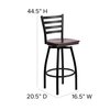 Flash Furniture Restaurant Stool, Ladder Back, Mah Seat, Material: Wood XU-6F8B-LADSWVL-MAHW-GG