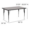 Flash Furniture Rectangle Activity Table, 24 W X 60 L X 30.25 H, Chrome, Laminate, Particleboard, Steel, Grey XU-A2460-REC-GY-H-A-GG