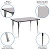 Flash Furniture Rectangle Activity Table, 30 W X 48 L X 30.125 H, Chrome, Laminate, Particleboard, Steel, Grey XU-A3048-REC-GY-T-A-GG