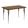 Flash Furniture Rectangle Activity Table, 30 X 48 X 30.125, Chrome, Laminate, Particleboard, Steel Top, Wood Grain XU-A3048-REC-OAK-T-A-GG