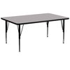 Flash Furniture Rectangle Activity Table, 30 W X 72 L X 25.125 H, Chrome, Laminate, Particleboard, Steel, Grey XU-A3072-REC-GY-T-P-GG