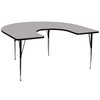 Flash Furniture Horseshoe Activity Table, 60 W X 66 L X 30.125 H, Chrome, Laminate, Particleboard, Steel, Grey XU-A6066-HRSE-GY-T-A-GG