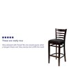 Flash Furniture Wood Barstool, Walnut, Ladder Bck, Blk Vny, Seat Height Range: 31" XU-DGW0005BARLAD-WAL-BLKV-GG