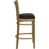 Flash Furniture Barstool, Natural Wood, Black Vinyl Seat, Seat Height Range: 31" XU-DGW0008BARVRT-NAT-BLKV-GG