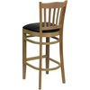 Flash Furniture Barstool, Natural Wood, Black Vinyl Seat, Seat Height Range: 31" XU-DGW0008BARVRT-NAT-BLKV-GG