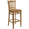 Flash Furniture Barstool, Natural Wood, Vertical Slat Bac XU-DGW0008BARVRT-NAT-GG