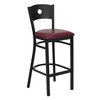 Flash Furniture Blk Circle Restaurant Stool, Burgndy Sea XU-DG-60120-CIR-BAR-BURV-GG