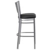 Flash Furniture Barstool, Slat Back, Silver w/Black Seat XU-DG-60402-BAR-BLKV-GG