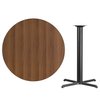 Flash Furniture Round Walnut Table Top, Round w/X-Base, 42", 42" W, 42" L, 43.125" H, Laminate Top, Wood Grain XU-RD-42-WALTB-T3333B-GG