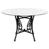 Flash Furniture Round Table, Princeton Rnd Glass, Blck Frame, 48", 48" W X 48" L X 29" H, Glass, Clear XU-TBG-16-GG