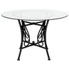 Flash Furniture Round Table, Princeton Rnd Glass, Blck Frame, 45", 45" W X 45" L X 29" H, Glass, Clear XU-TBG-17-GG