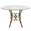 Flash Furniture Round Dining Table, Matte Gold, Rnd Glss, 45", 45" W, 45" L, 29.5" H, Glass Top, Clear XU-TBG-2-GG