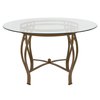 Flash Furniture Round Dining Table, Matte Gld Mtl, Rnd Glss, 48", 48" W, 48" L, 29.5" H, Glass Top, Clear XU-TBG-7-GG