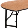 Flash Furniture Half Round Folding Table, 60" W, 30" L, 30.25" H, Wood Top, Wood Grain YT-WHRFT60-HF-GG