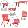 Flash Furniture Rectangle Table Set, 24 W X 48 L X 23.75 H, Plastic, Steel, Red YU-YCX-0013-2-RECT-TBL-RED-E-GG