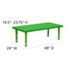 Flash Furniture Rectangle Activity Table, 24 W X 48 L X 23.75 H, Plastic, Steel, Green YU-YCX-001-2-RECT-TBL-GREEN-GG