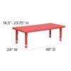 Flash Furniture Rectangle Activity Table, 24 W X 48 L X 23.75 H, Plastic, Steel, Red YU-YCX-001-2-RECT-TBL-RED-GG