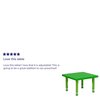 Flash Furniture Square Activity Table, 24 W X 24 L X 23.75 H, Plastic, Steel, Green YU-YCX-002-2-SQR-TBL-GREEN-GG